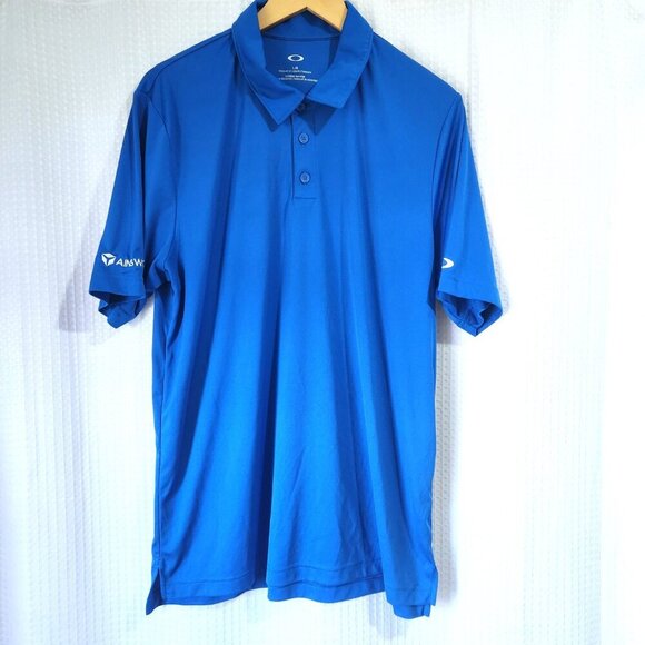 Oakley Polo Shirt Men's LG. Pullover Short Sleeve Blue Golf Polo Collared - Picture 1 of 12